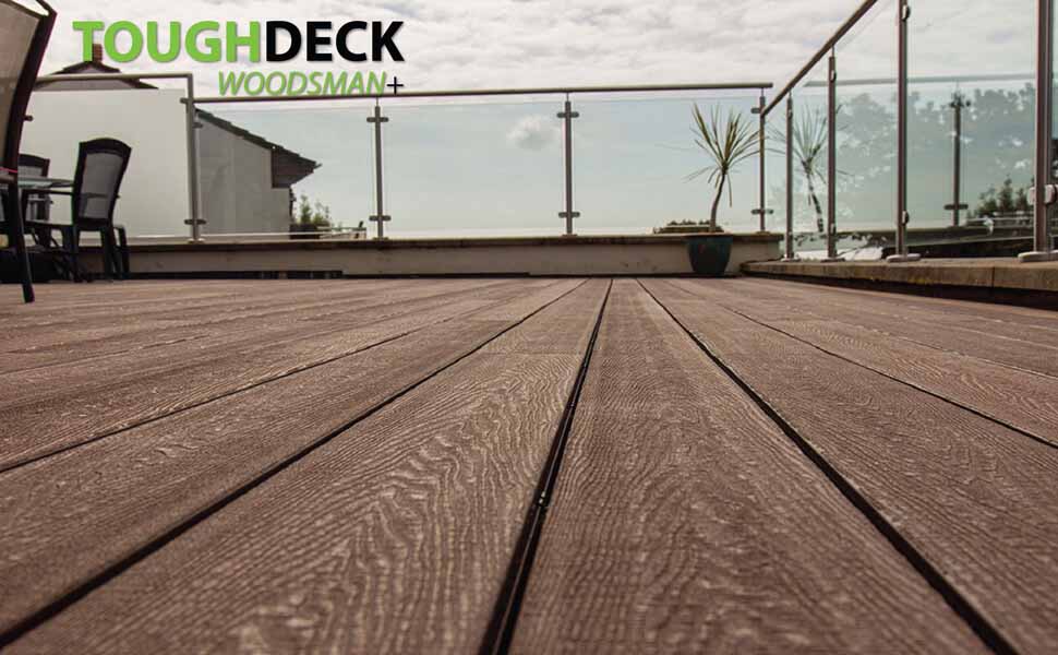 Chocolate Brown Composite Decking With Glass Balustrade