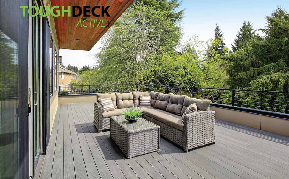 Stone Grey Active+ Composite Decking With Ratan Furniture