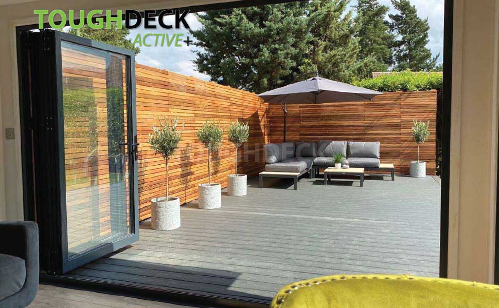 Tough Decking Anthracite Active + View From Bi Fold Doors